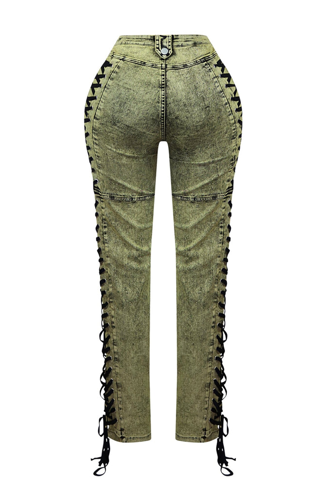 Side Lace Up Denim Jeans