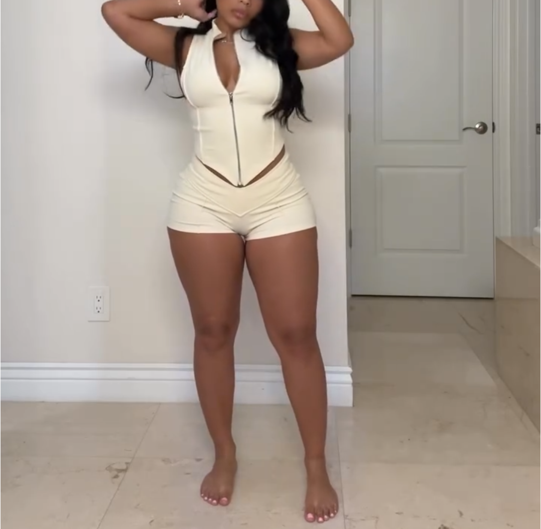 Sleeveless Zip-Up Shorts 2-Piece Set