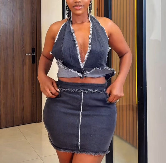 Maddie Denim Skirt Set