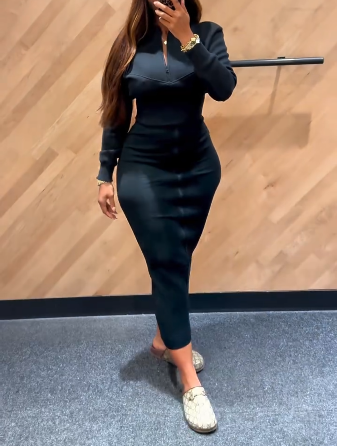 Long-sleeved half-zip top and skirt sporty set