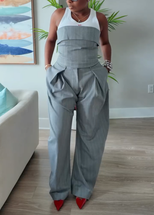 Unique suit tube top and trousers two-piece set
