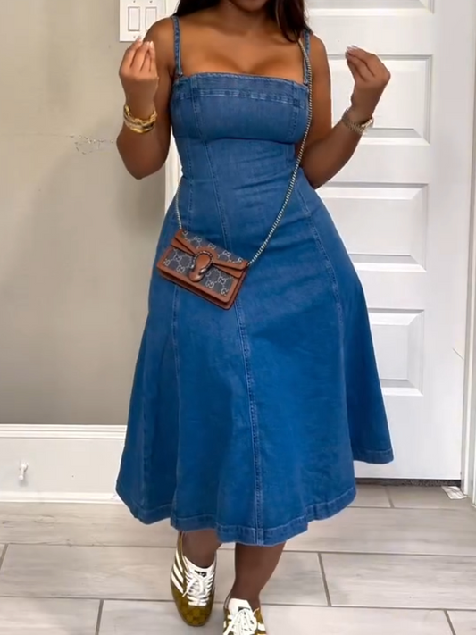 Denim suspender dress