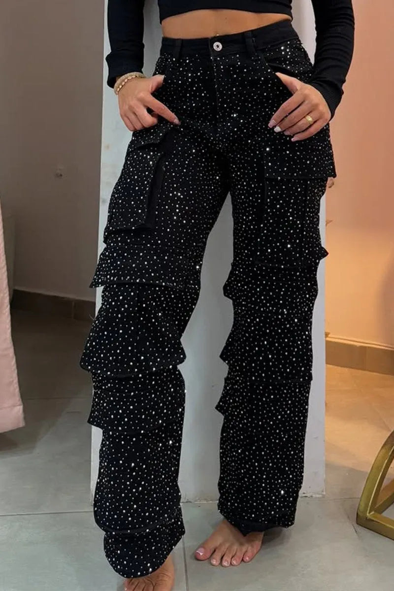 Lucy Rhinestone Cargo Jeans