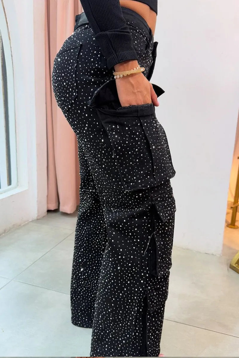 Lucy Rhinestone Cargo Jeans