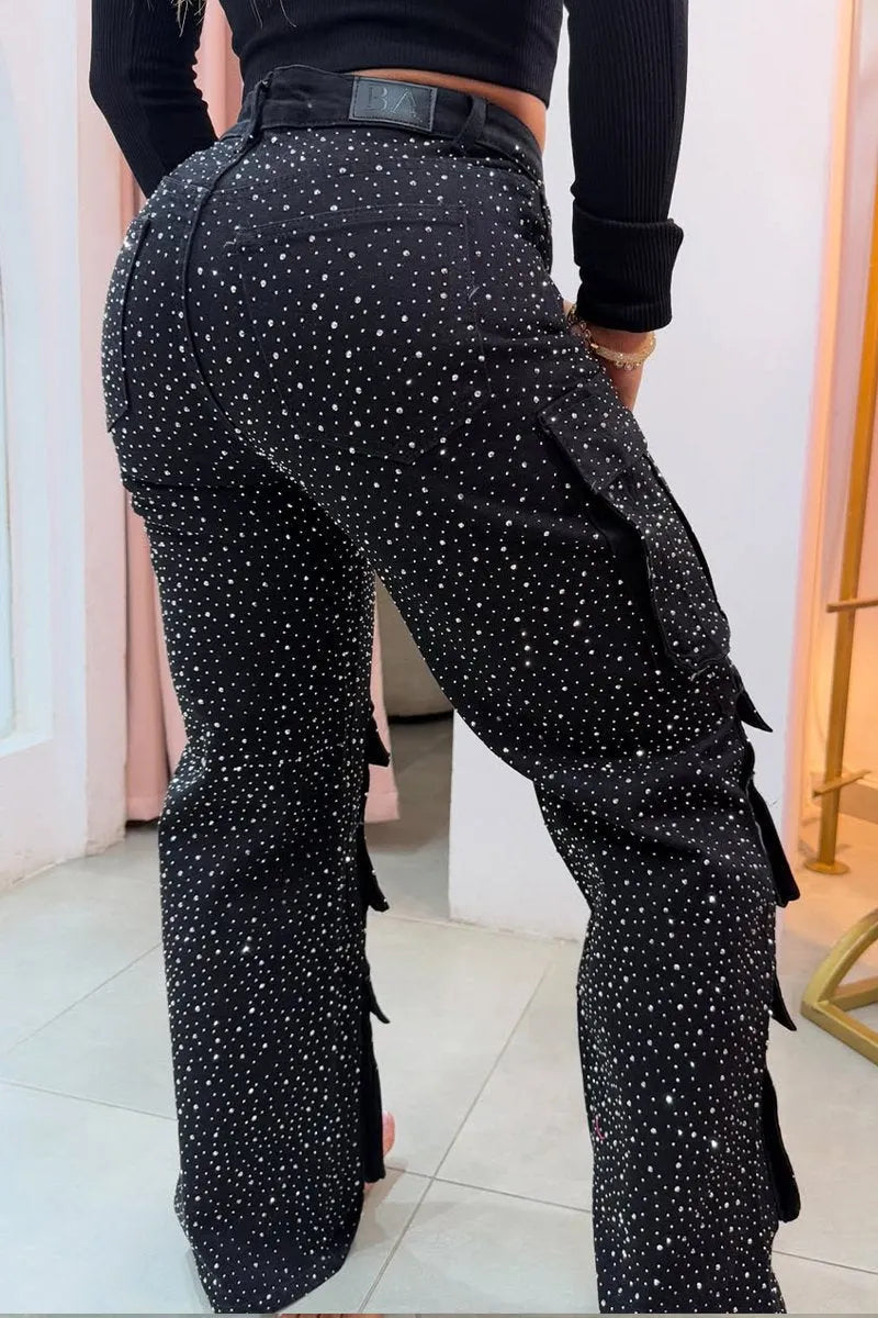Lucy Rhinestone Cargo Jeans