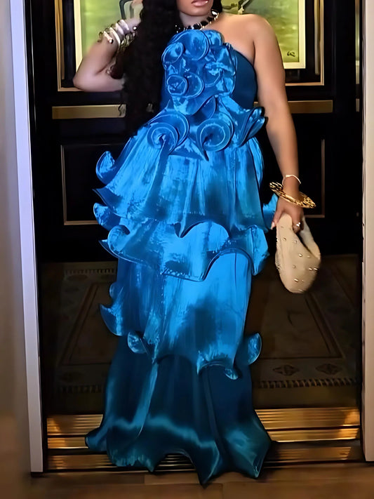 Organza Ruffled Tube Dress