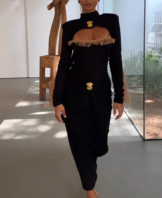 Black Fringe Bodycon Dress