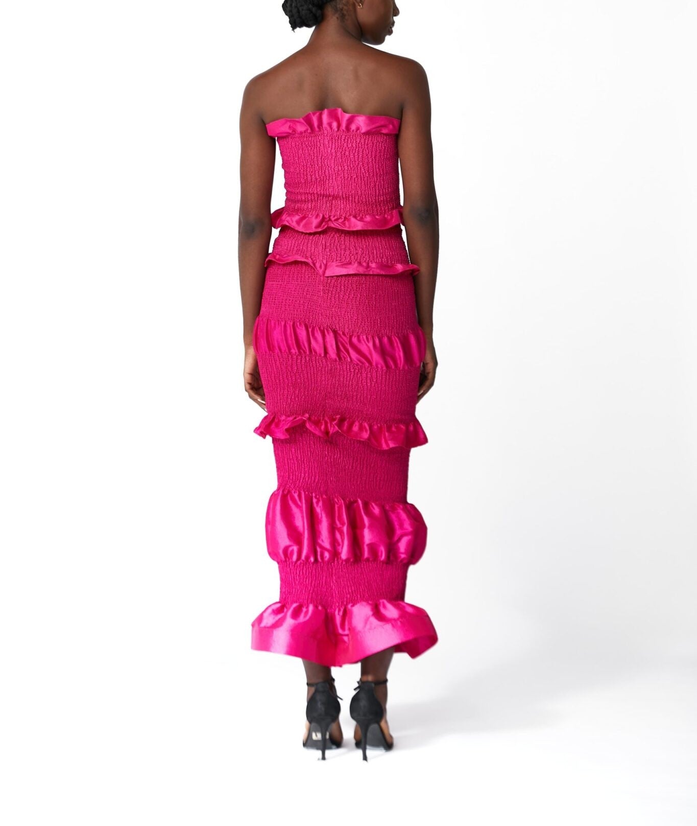 Off-the-shoulder ruffled maxi dress