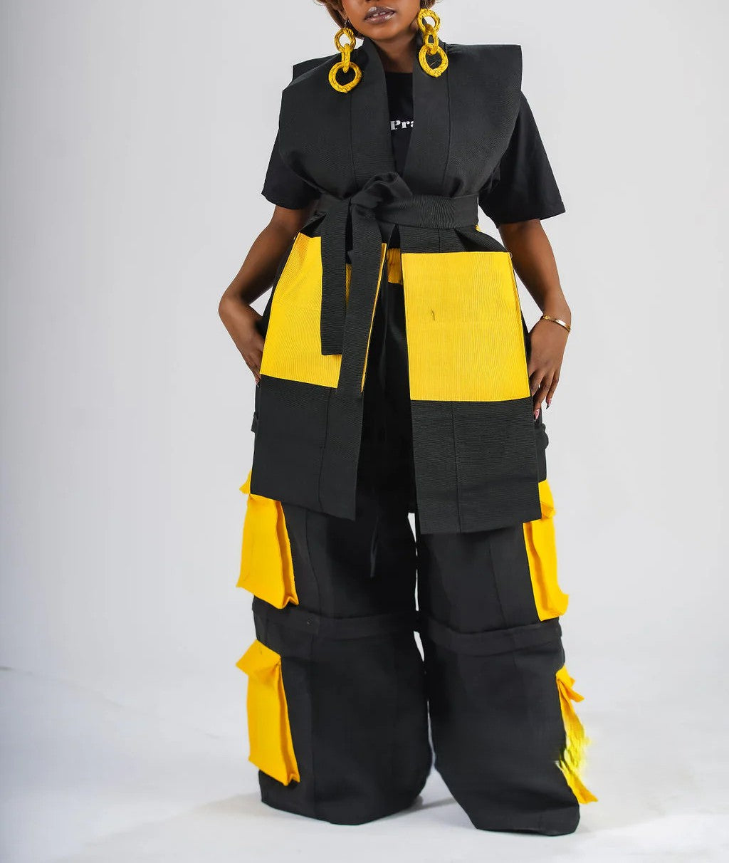 Banu Top | Black and Yellow Print