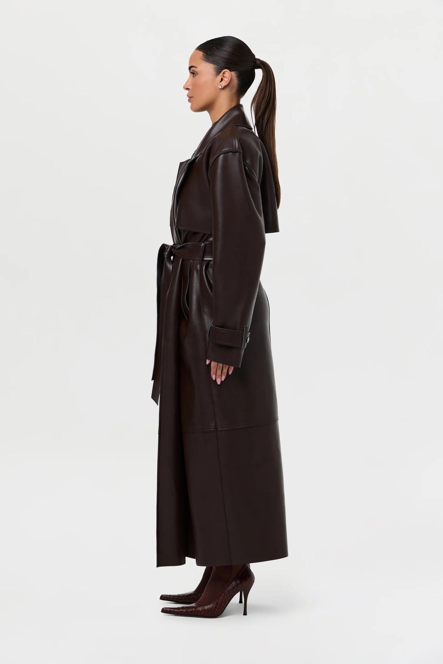 Vegan Leather Trench Coat