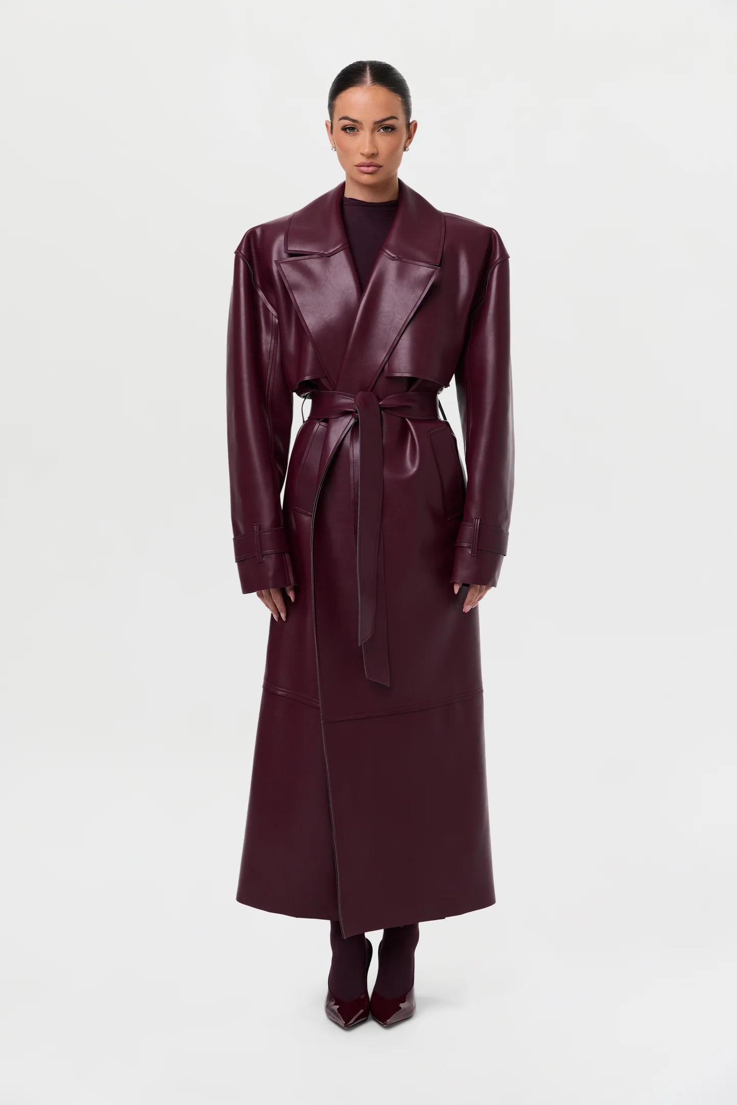 Vegan Leather Trench Coat