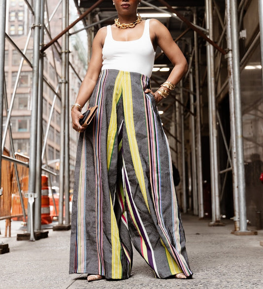 Colorblock Wide-Leg Jeans
