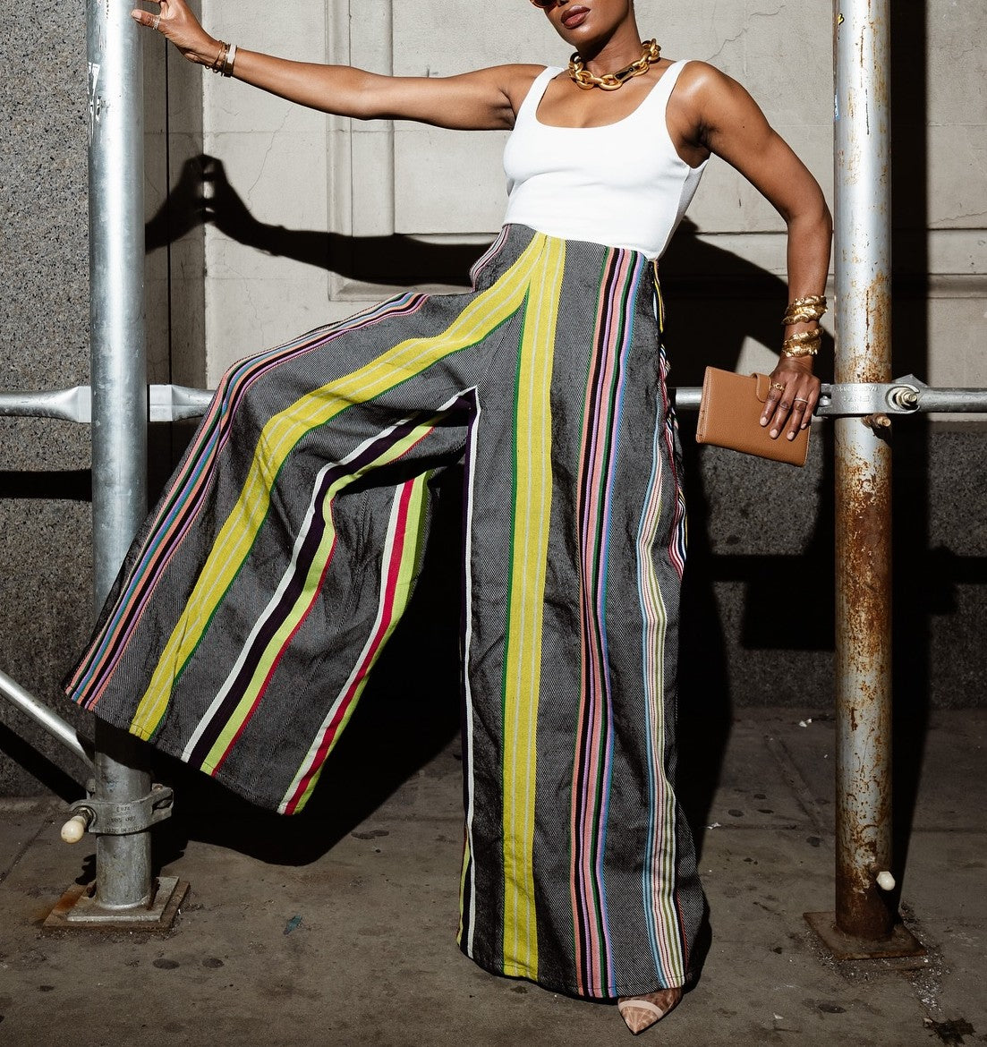 Colorblock Wide-Leg Jeans