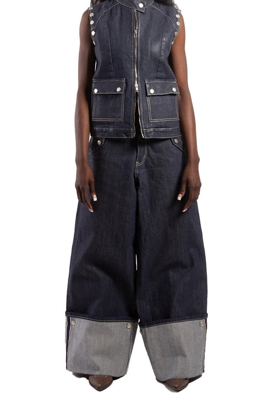 Batik Loose Two-tone Jeans