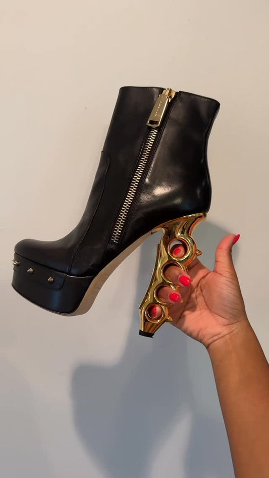 Runway Brass Knuckle Bootie Heel