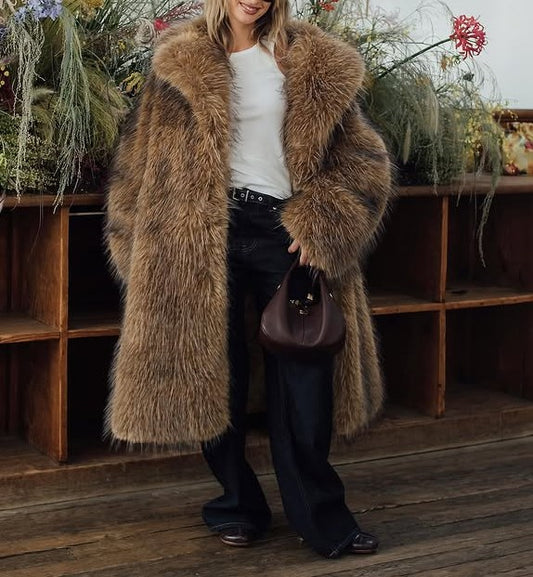Long Golden Mink Fur Coat