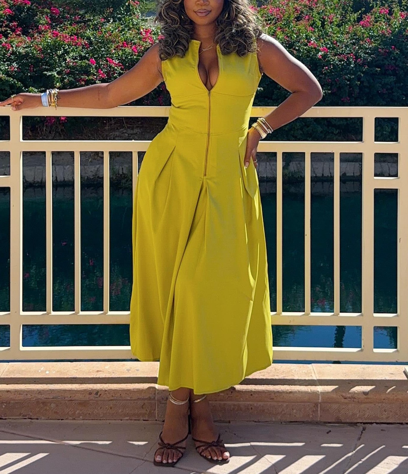 Casual Sleeveless Zippered Maxi Dress