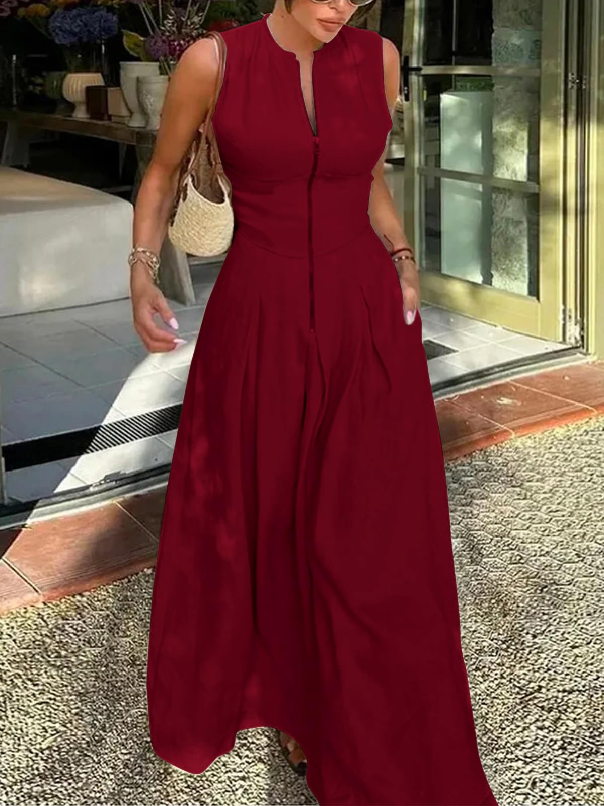Casual Sleeveless Zippered Maxi Dress