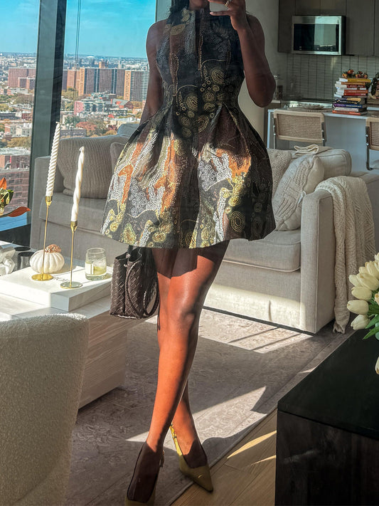 （🔥Discounted stock!）Sleeveless Zip Up Printed Mini Dress