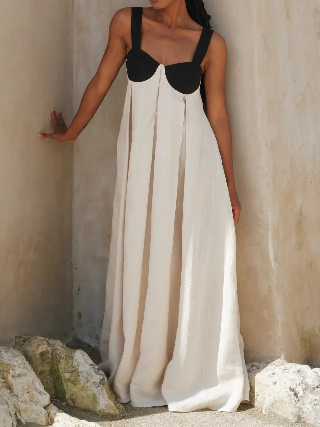 Amelia Cotton Pleat Maxi Dress