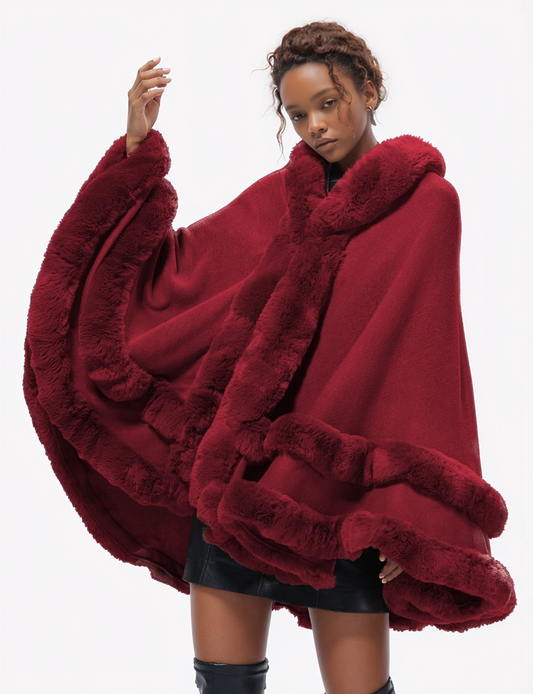 New Elegant Cco-Friendly Fur Cape Coat
