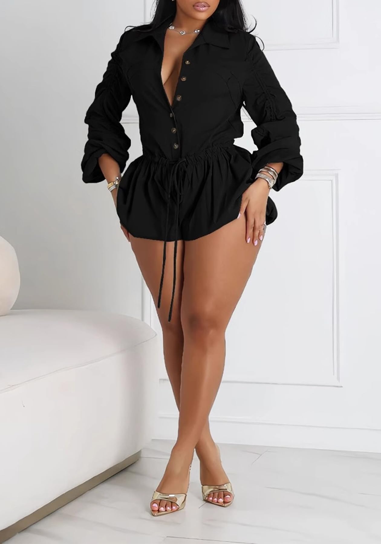 Con estilo Long Sleeve Cargo Romper