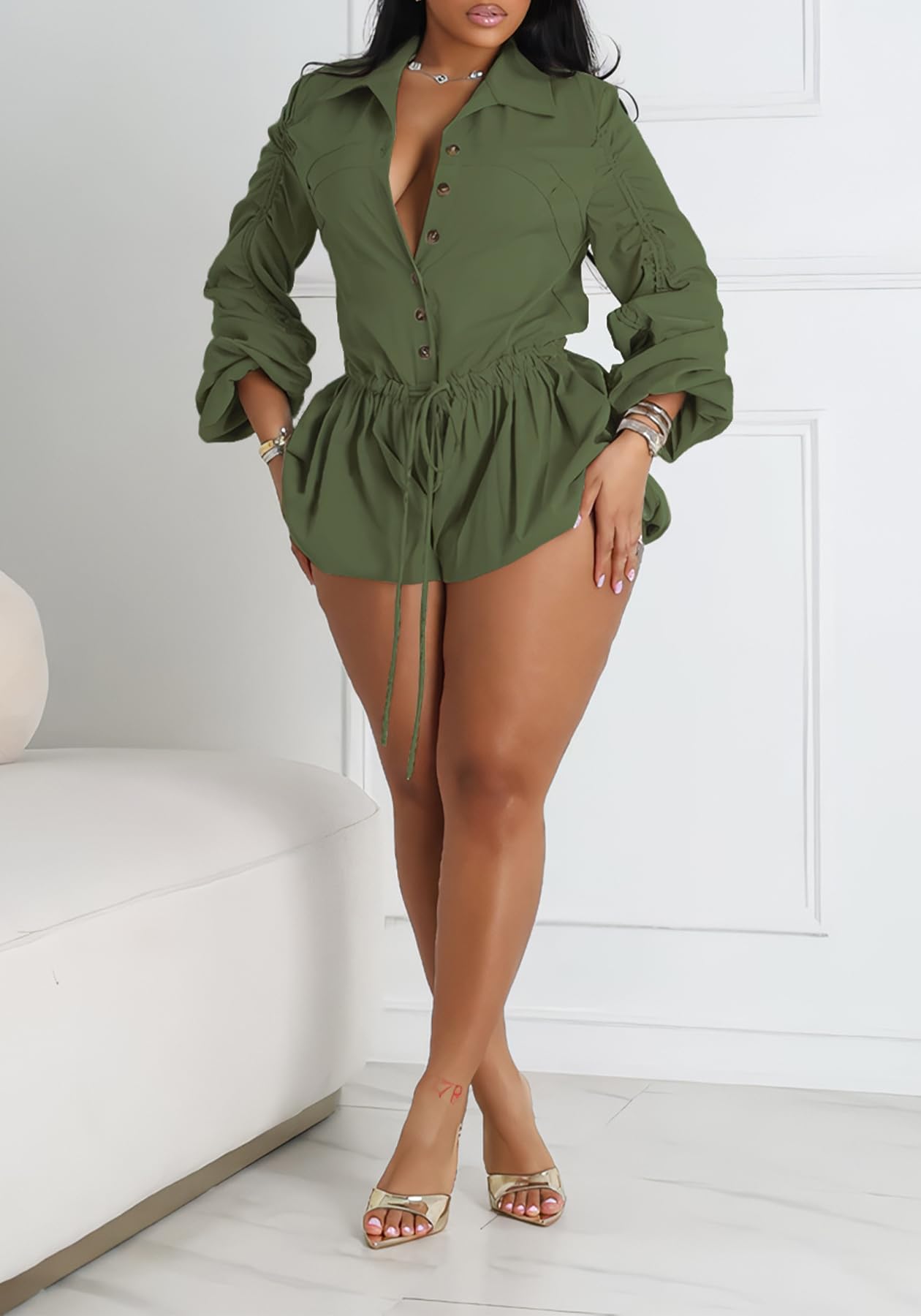 Con estilo Long Sleeve Cargo Romper