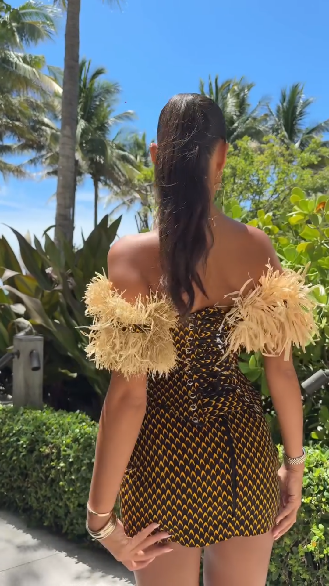 Sexy Strapless Wheat Ear Mini Dress