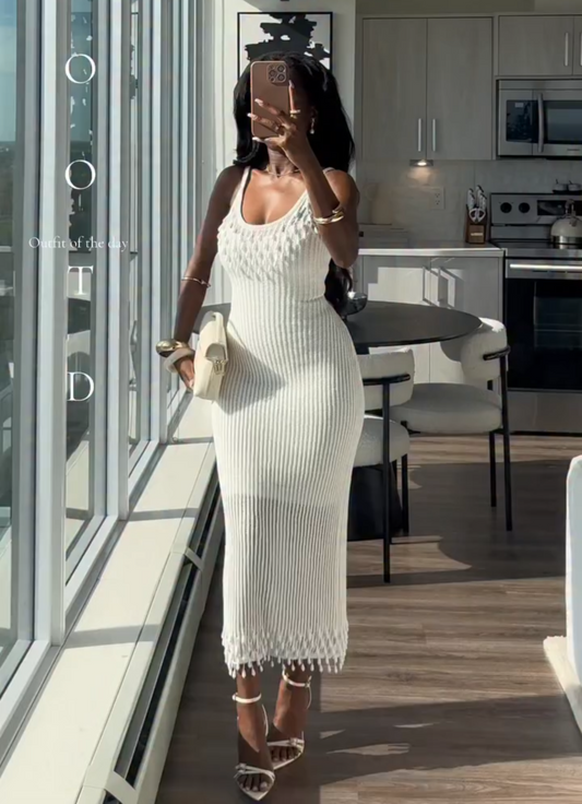 Bead-Embellished Knit Dress