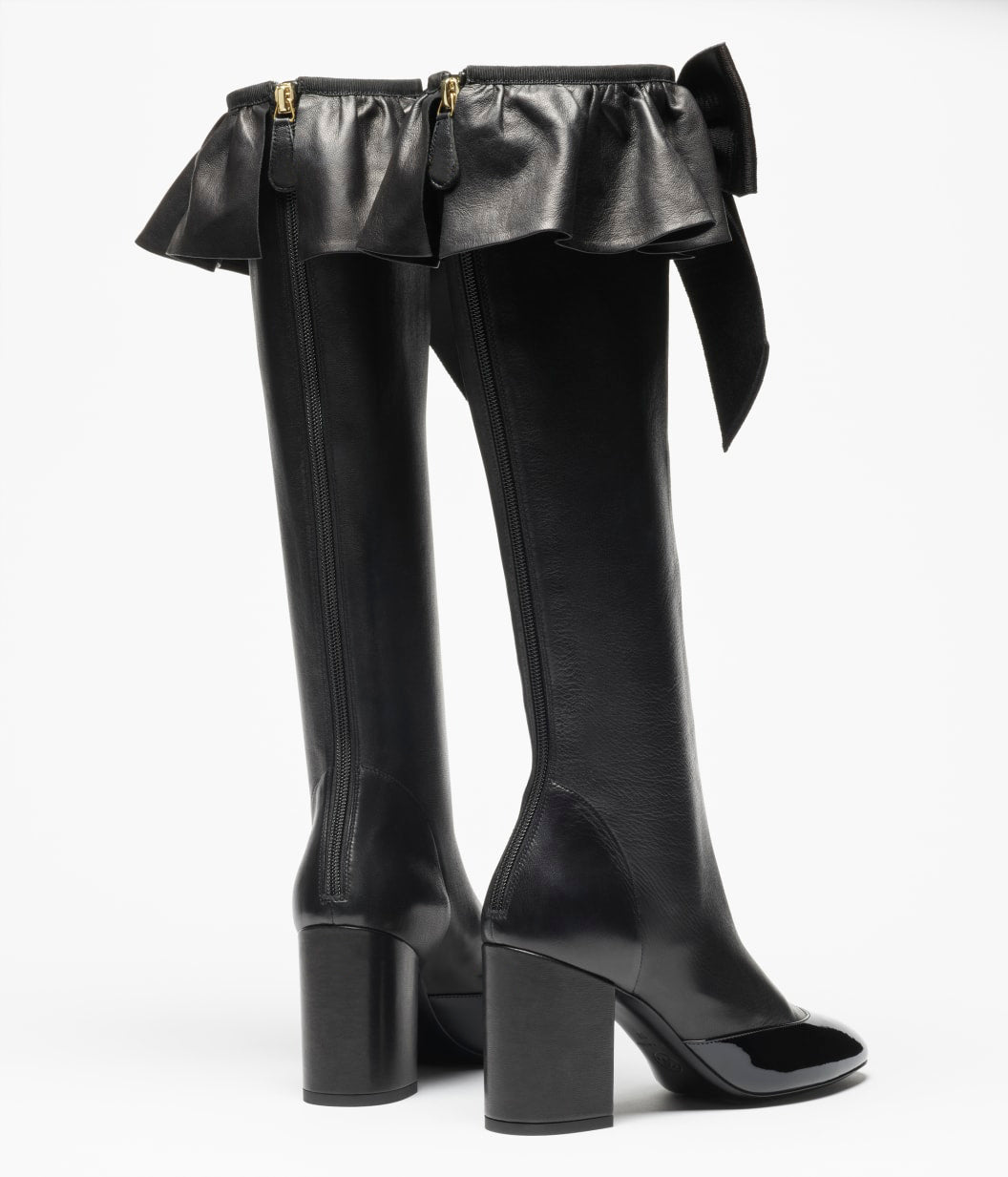 Stretch Lambskin Black High Boots