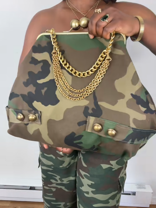 Original Kiss Lock Camouflage Clutch