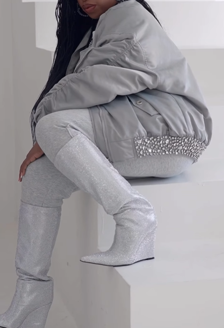 Sparkly Rhinestone Bomber Jacket