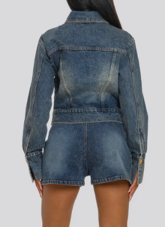 Fab Stretchy Denim Shorts 2pc Set