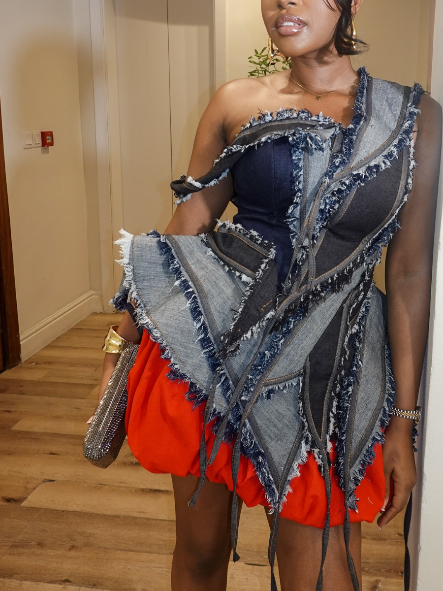 Irregular Design Denim Top